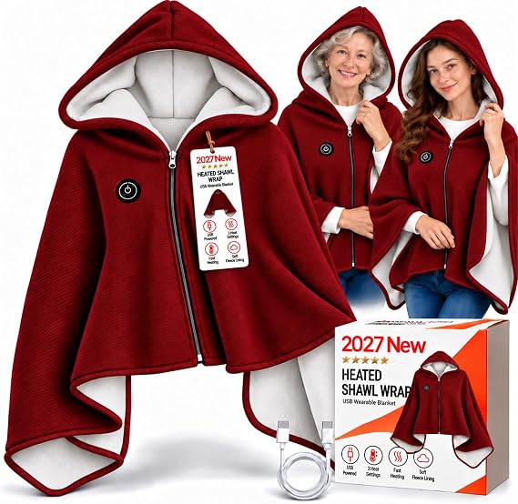 🔥💥2027 Upgrade Heated Shawl Wraps for Women, Cordless Ceated Blanket