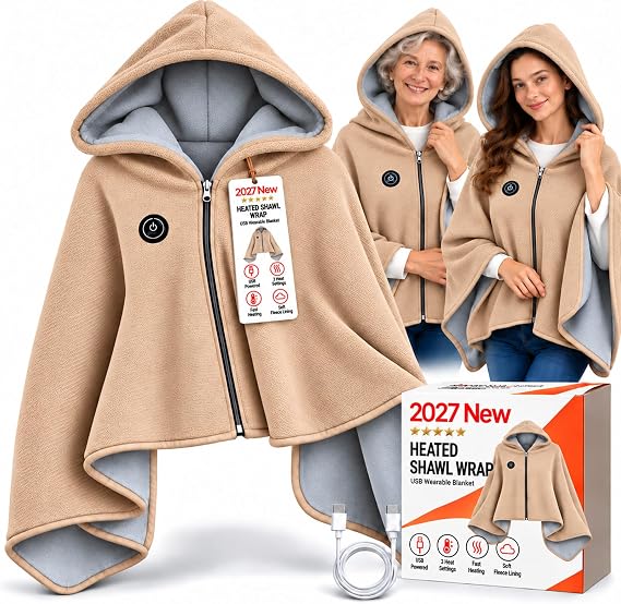 🔥💥2027 Upgrade Heated Shawl Wraps for Women, Cordless Ceated Blanket