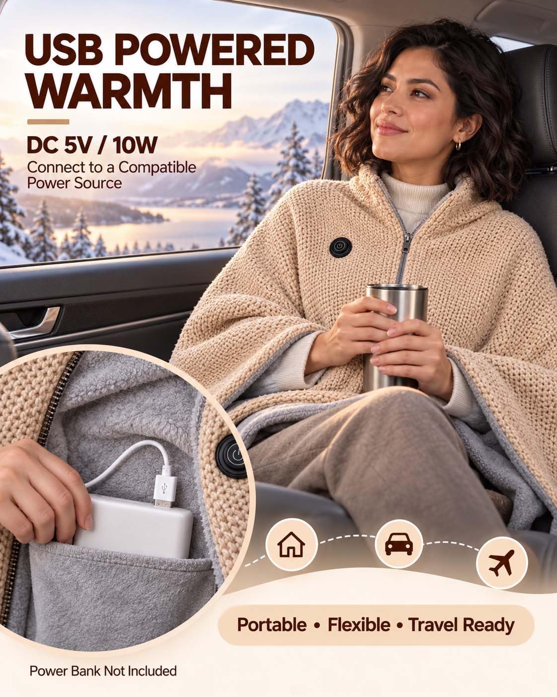 🔥💥2027 Upgrade Heated Shawl Wraps for Women, Cordless Ceated Blanket