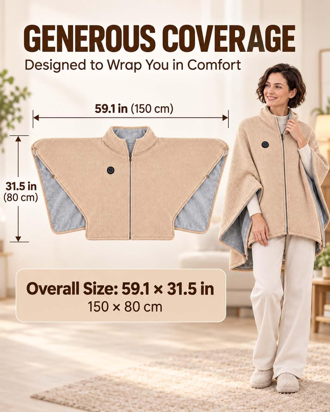 🔥💥2027 Upgrade Heated Shawl Wraps for Women, Cordless Ceated Blanket